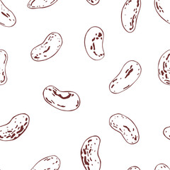 Hand drawn  haricot beans. Vector  seamless pattern