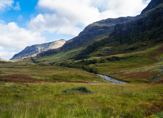 Fototapeta na wymiar View on Aonach Dubh mountain in Scottisch Highands