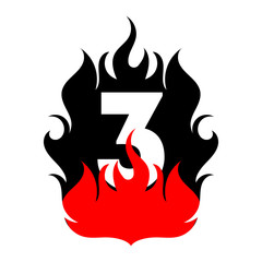 Fire font red flame badge art numbers ampersand round design letters black flames