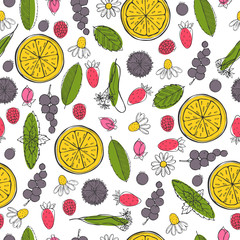 Herbal tea.  Vector  seamless pattern