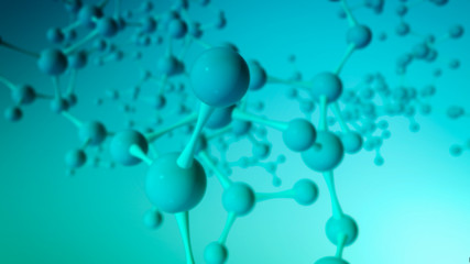 close-up view of an abstract molecular structure concept of biology and science (3d render)