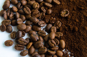 ground coffee and beans