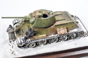 Soviet tank T 34 76 production UVZ, during the Second world war, the crew gets the job. The time...