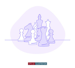 Continuous line drawing of chess piece. Template for your design. Vector illustration.