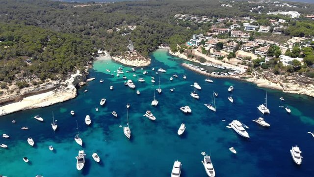 Aerial view of Five Fingers Bay of Portals Vells on Majorca