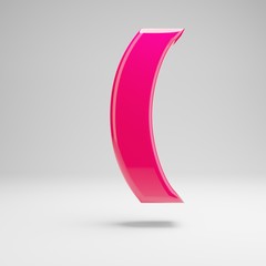 Glossy pink round brackets symbol isolated on white background.