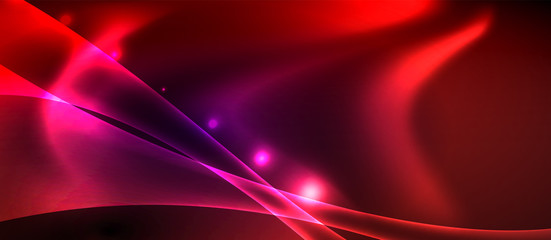 Glossy glowing neon light wave background