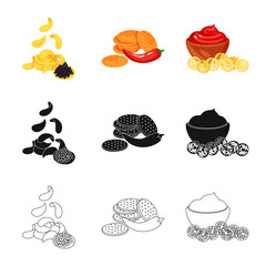 Vector illustration of taste and seasonin sign. Set of taste and organic   stock symbol for web.