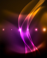 Neon color wave lines abstract background, magic techno futuristic light