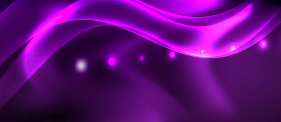 Glossy glowing neon light wave background