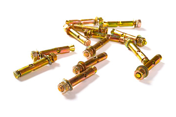 several expansion bolts on a white background
