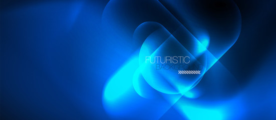 Blue neon round shapes techno background