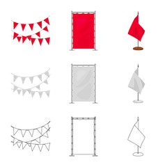 Vector illustration of texture and presentation logo. Set of texture and media  stock vector illustration.