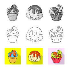 Vector design of confectionery and culinary icon. Collection of confectionery and product stock symbol for web.