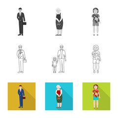 Isolated object of character and avatar  icon. Collection of character and portrait stock symbol for web.