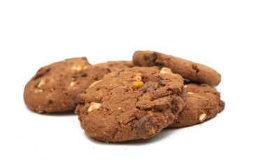 cookies with chocolate and nuts isolated