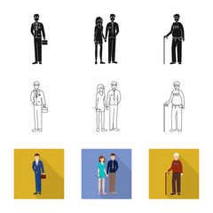 Vector design of character and avatar  symbol. Collection of character and portrait vector icon for stock.