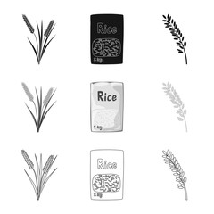 Isolated object of crop and ecological icon. Set of crop and cooking vector icon for stock.
