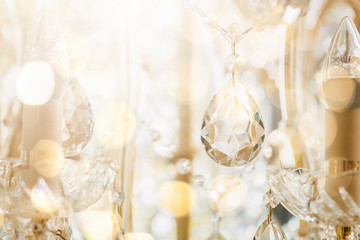 beautiful close up crystal chandelier light with filter effect background