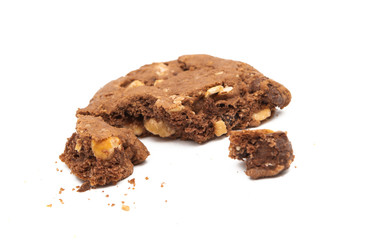 cookies with chocolate and nuts isolated