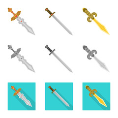 Vector design of game  and armor  sign. Set of game  and blade  stock symbol for web.