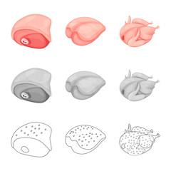 Vector design of product and poultry icon. Set of product and agriculture    stock symbol for web.