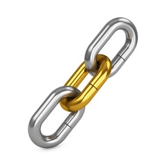 Fototapeta premium 3D rendering chain of three links isolated on white. Lock, connection concept.