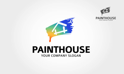 Paint House Vector Logo Template.  Paint house logo design for real estate, symbolize a building or property.
