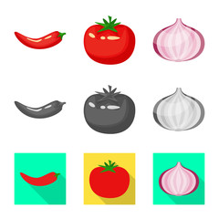 Isolated object of taste and product symbol. Set of taste and cooking vector icon for stock.