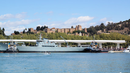 Naklejka premium hafenstadt malaga in spanien