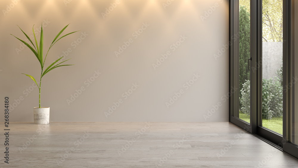 Sticker interior empty room 3d rendering