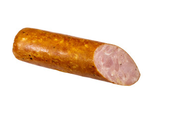 Smoked sausage isolated on white background