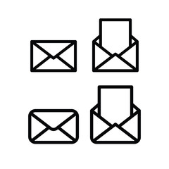 Mail linear icons, envelope e-mail symbol.