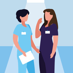 Fototapeta premium group of doctors female with uniform