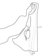 illustration of a beautiful girl, embodying the sign of the zodiac, can be used as a coloring book