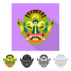 Vector illustration of mask and indonesian symbol. Collection of mask and ethnic stock symbol for web.