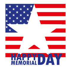 happy memorial day card with star and flag usa