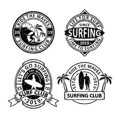 Fototapeta premium Set of vintage surfing club badges, emblems and logo