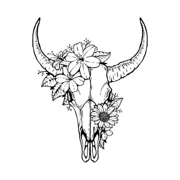 Buy Floral Bull Skull Temporary Tattoo Online in India  Etsy