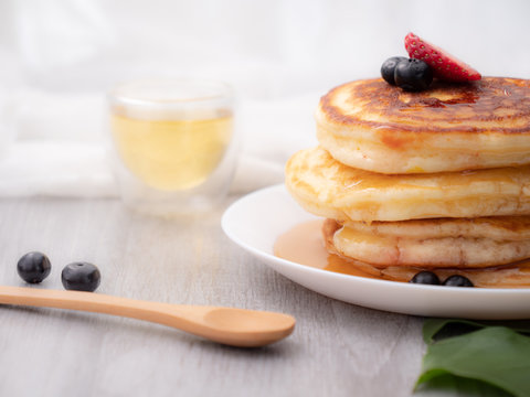 Pancake on the dish with white background