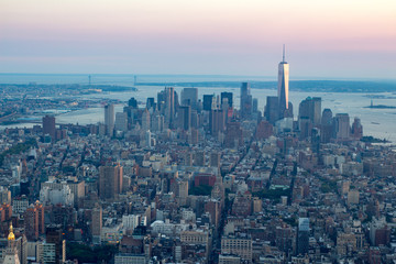 Fototapeta premium New york skyline during sunset from empire state building