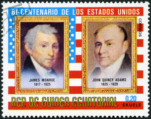 EQUATORIAL GUINEA - 1975: shows Presidents James Monroe (1758-1831) and John Quincy Adams...