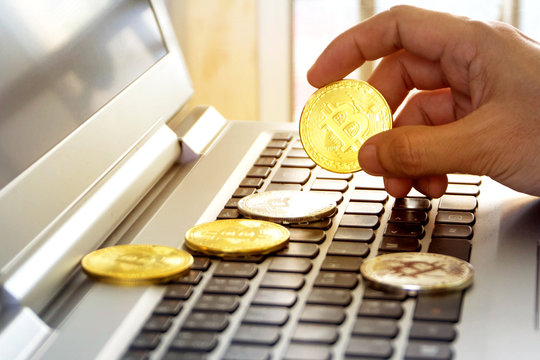 Modern financial investment concept , bitcoin with computer