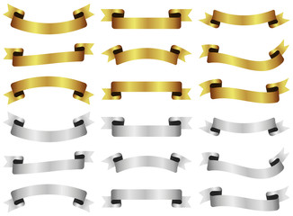 set of golden and silver ribbons