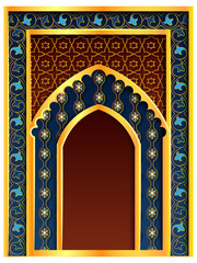 vector illustration of Ramadan Kareem Greetings for Ramadan background with Islamic Mosque