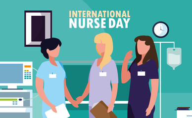 international nurse day with professionals females in operating theater