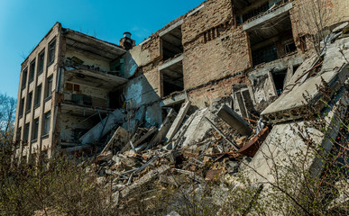 Old abandoned hospital in the city of Pripyat, Ukraine. Consequences of a nuclear explosion at the Chernobyl nuclear power plant	
