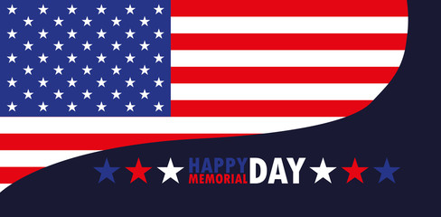 happy memorial day card with flag usa