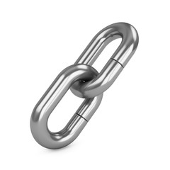 Obraz premium 3D rendering chain of two links isolated on white. Lock, connection concept.