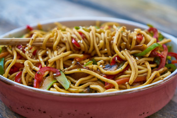 Delicious and healthy noodles on the table